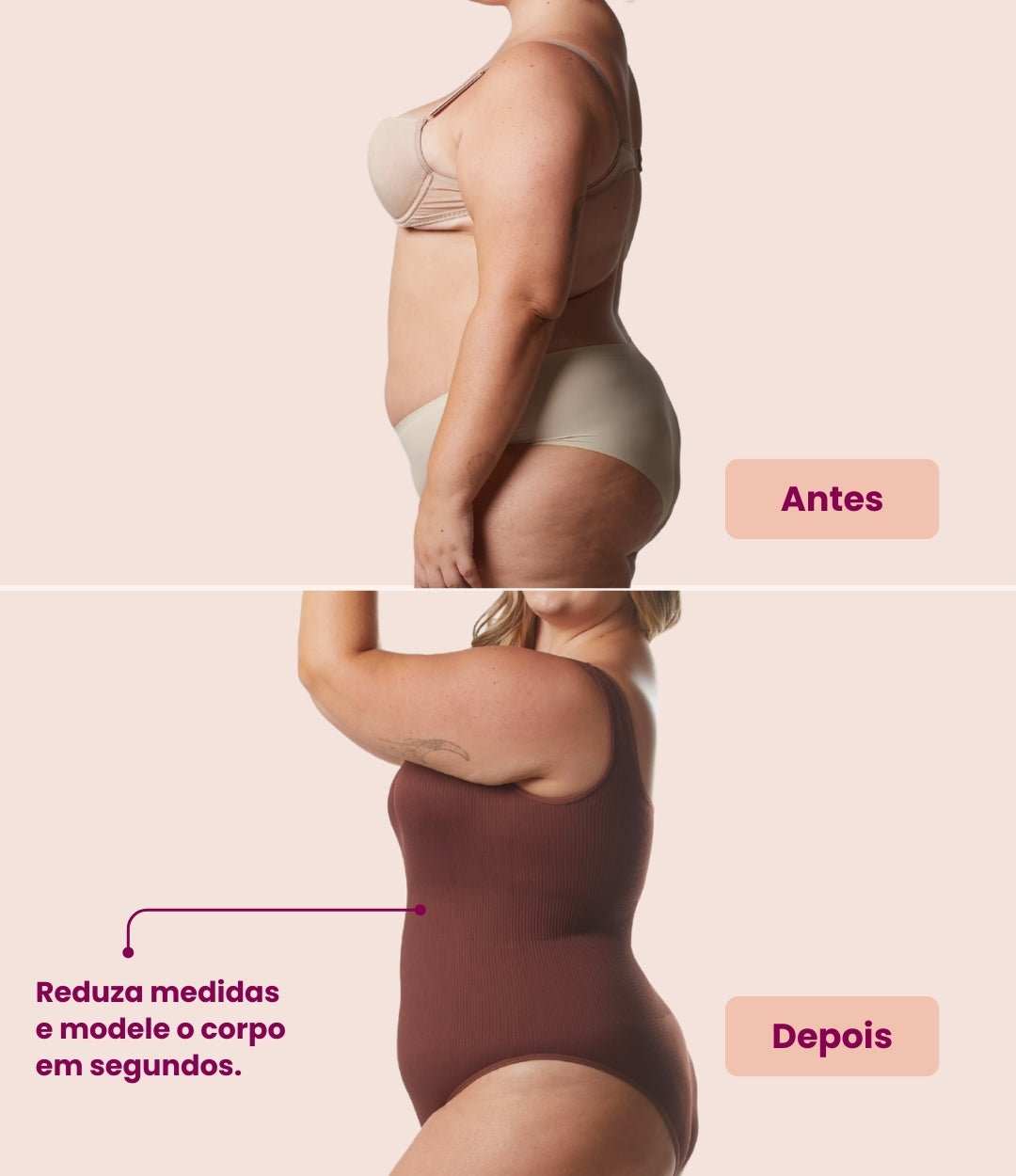 Body Shaper™ - Body modelador canelado com abertura higiênica