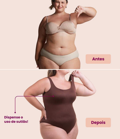 Body Shaper™ - Body modelador canelado com abertura higiênica