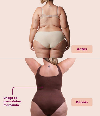 Body Shaper™ - Body modelador canelado com abertura higiênica